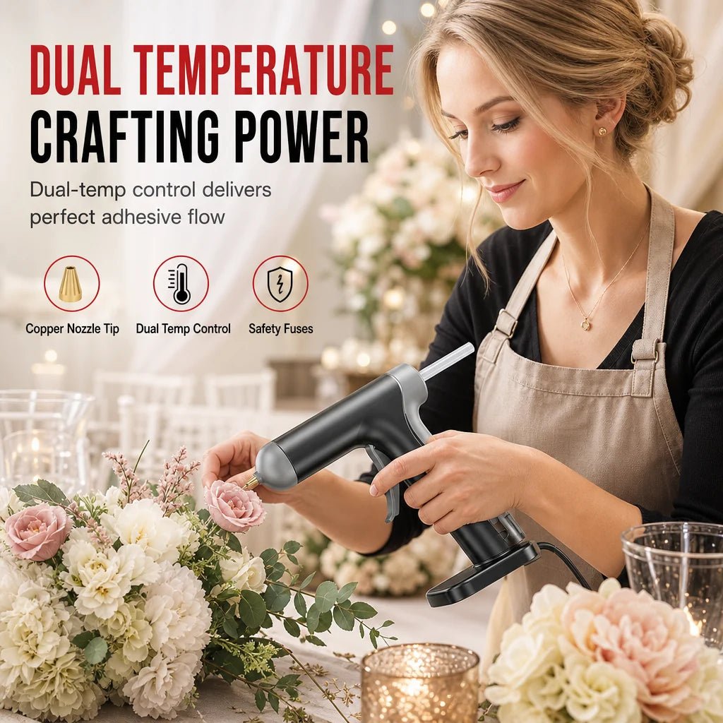 Cora Cordless Hot Glue Gun Set | 2000mAh Rechargeable, Copper Nozzle, 10 Glue Sticks - Hartwella