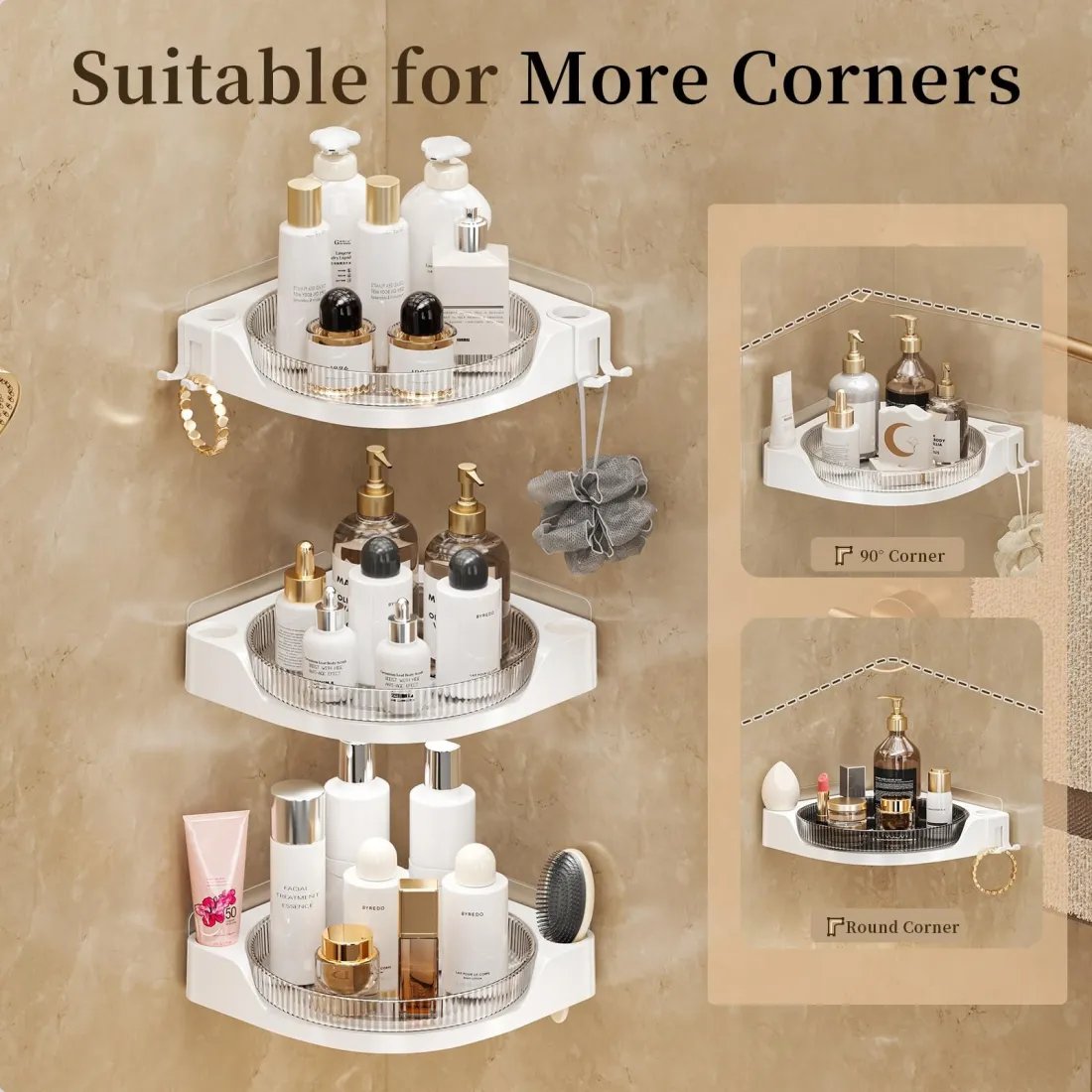 Cora Corner Shower Caddy | 360 Rotating Design, Space-Saving, Leak-Proof - Hartwella