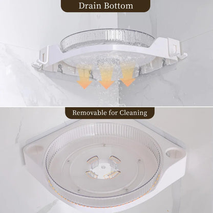 Cora Corner Shower Caddy | 360 Rotating Design, Space-Saving, Leak-Proof - Hartwella