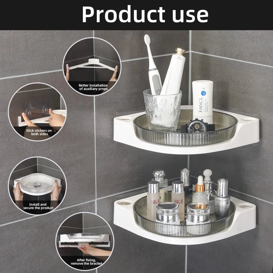 Cora Corner Shower Caddy | 360 Rotating Design, Space-Saving, Leak-Proof - Hartwella