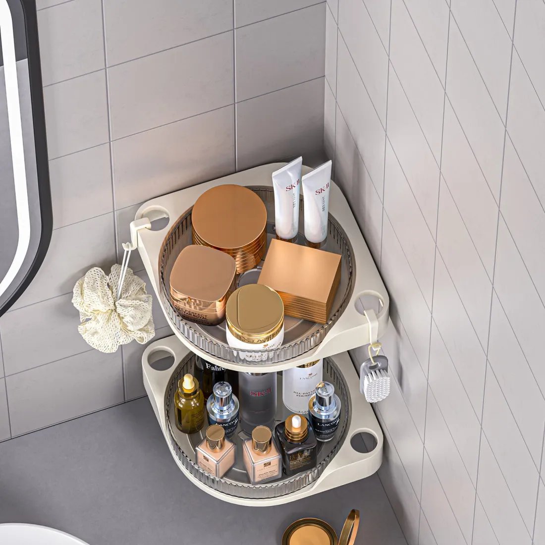 Cora Corner Shower Caddy | 360 Rotating Design, Space-Saving, Leak-Proof - Hartwella