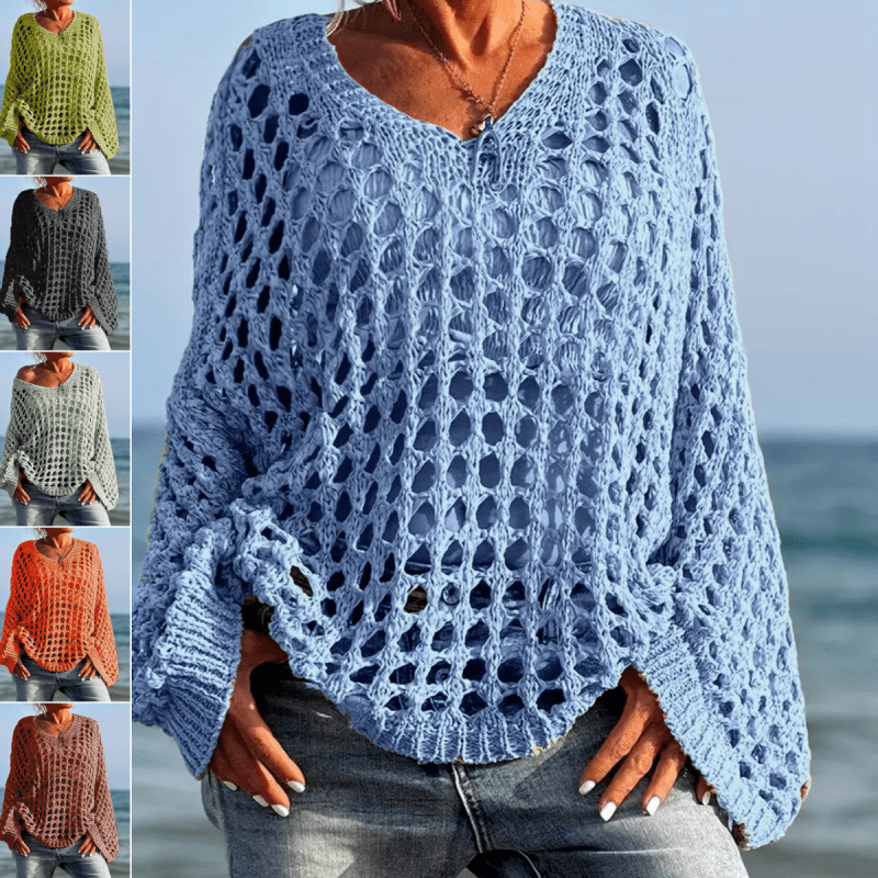 Cora Crochet Knit Top | Lightweight, Relaxed Fit Women's Going Out Top - Hartwella