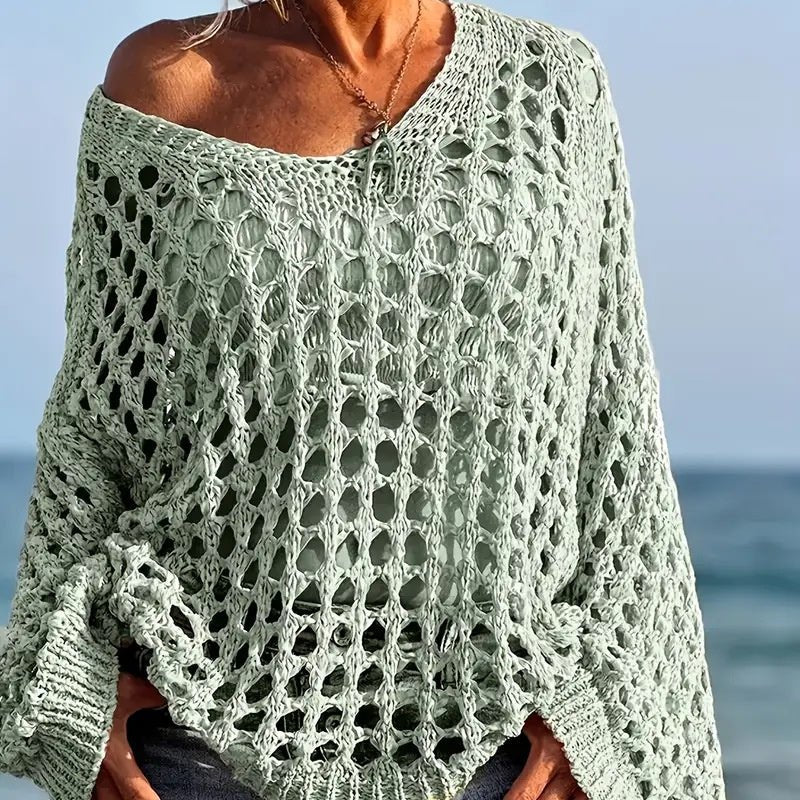 Cora Crochet Knit Top | Lightweight, Relaxed Fit Women's Going Out Top - Hartwella