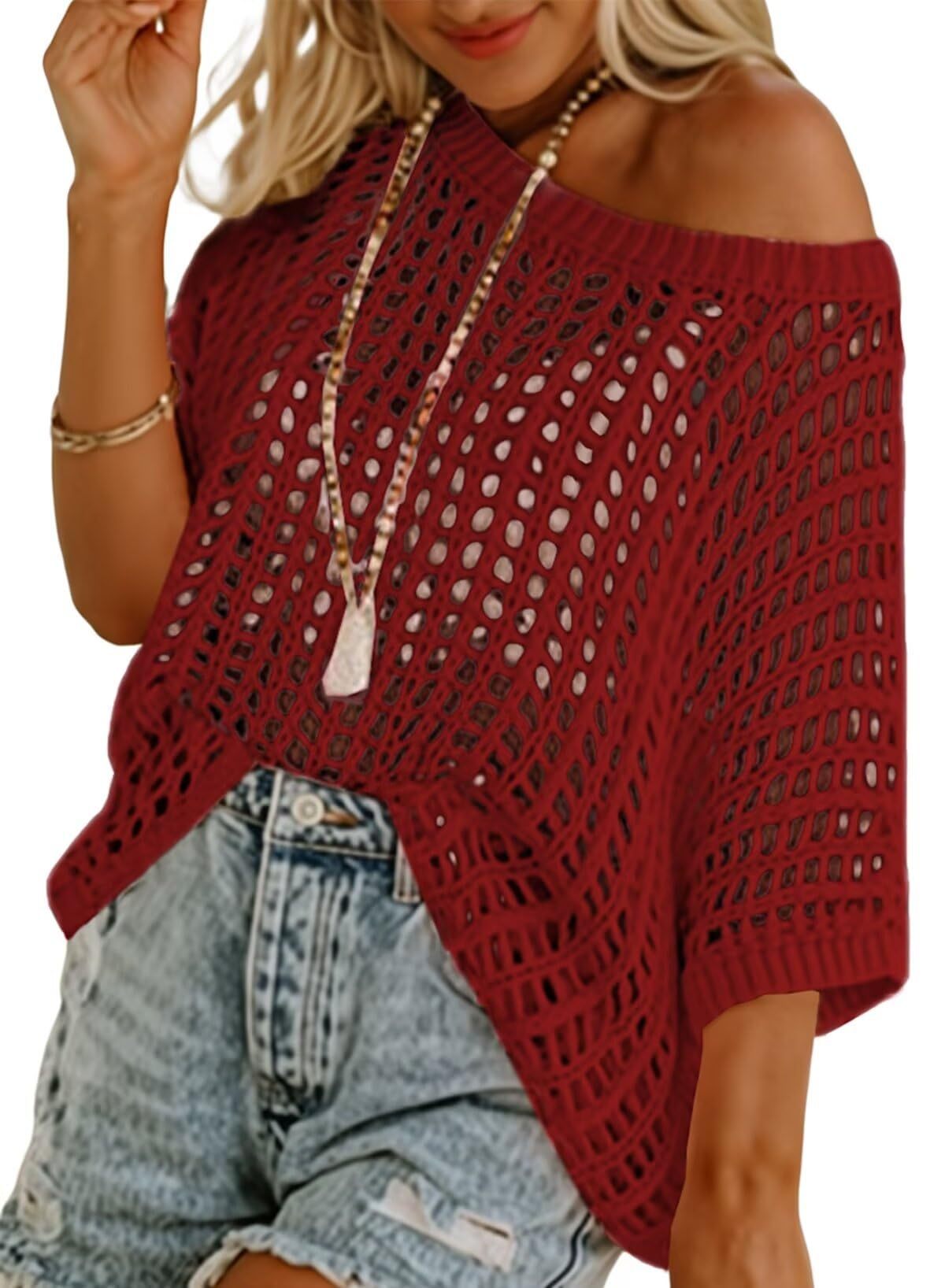 Cora Crochet Top | Lightweight Knit Women's Blouse for Going Out - Hartwella