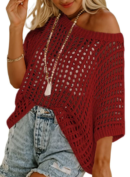 Cora Crochet Top | Lightweight Knit Women's Blouse for Going Out - Hartwella