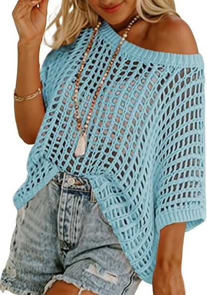 Cora Crochet Top | Lightweight Knit Women's Blouse for Going Out - Hartwella
