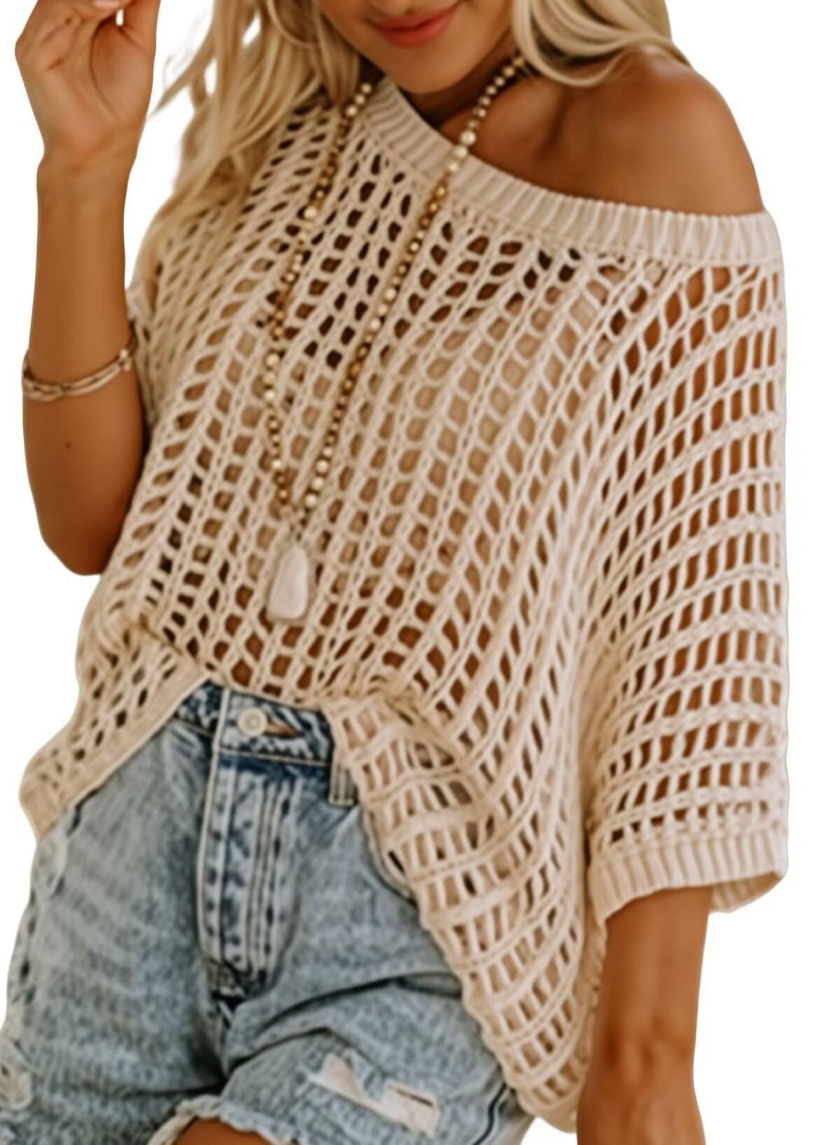 Cora Crochet Top | Lightweight Knit Women's Blouse for Going Out - Hartwella