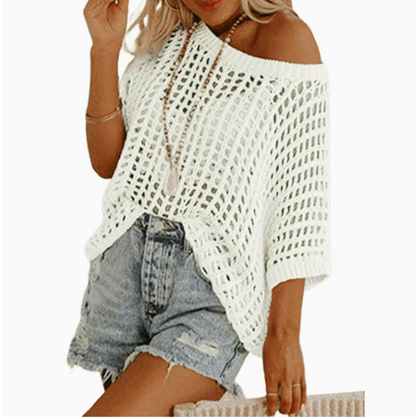 Cora Crochet Top | Lightweight Knit Women's Blouse for Going Out - Hartwella