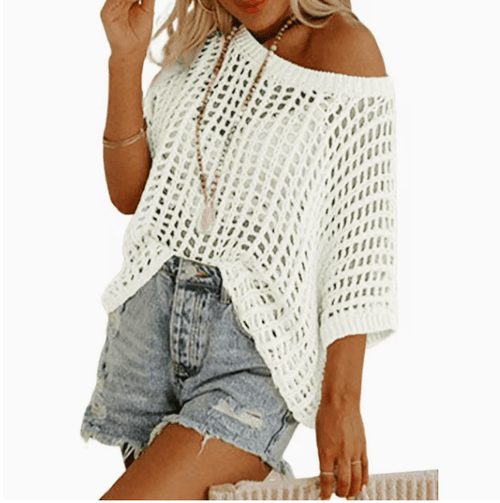 Cora Crochet Top | Lightweight Knit Women's Blouse for Going Out - Hartwella