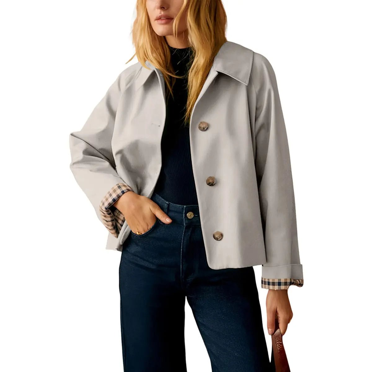 Cora Cropped Trench Coat Women | Windproof, Oversized Fit - Hartwella