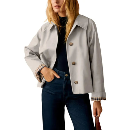Cora Cropped Trench Coat Women | Windproof, Oversized Fit - Hartwella