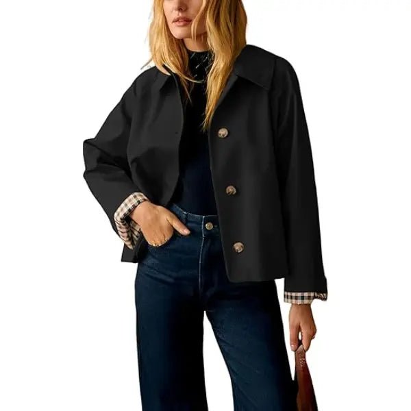 Cora Cropped Trench Coat Women | Windproof, Oversized Fit - Hartwella