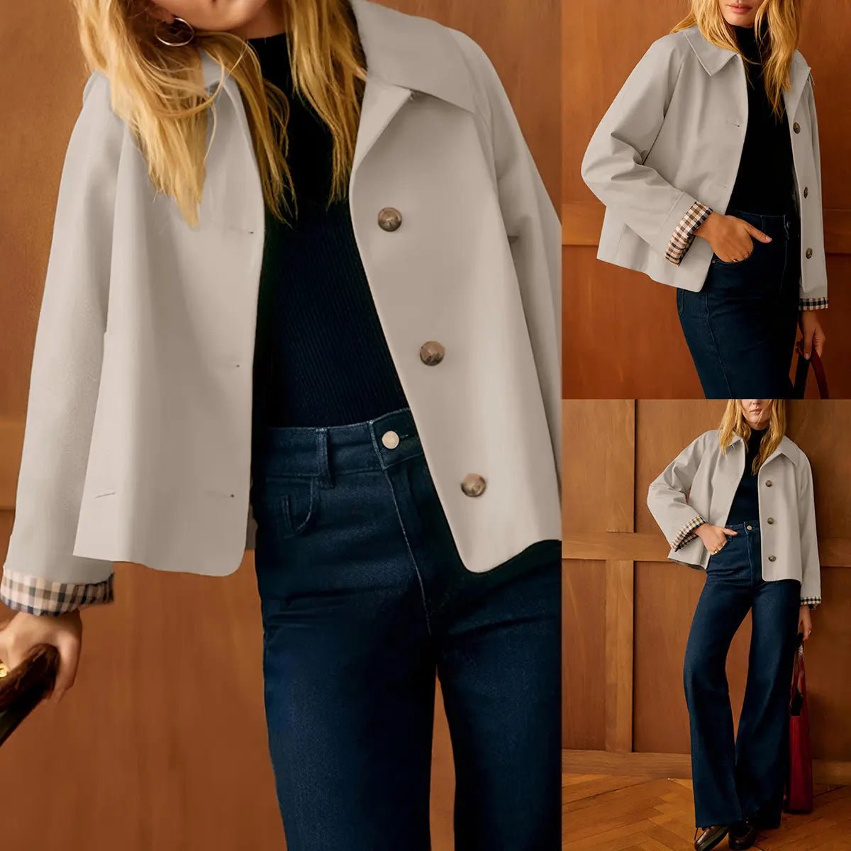Cora Cropped Trench Coat Women | Windproof, Oversized Fit - Hartwella
