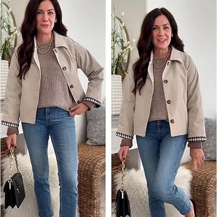 Cora Cropped Trench Coat Women | Windproof, Oversized Fit - Hartwella