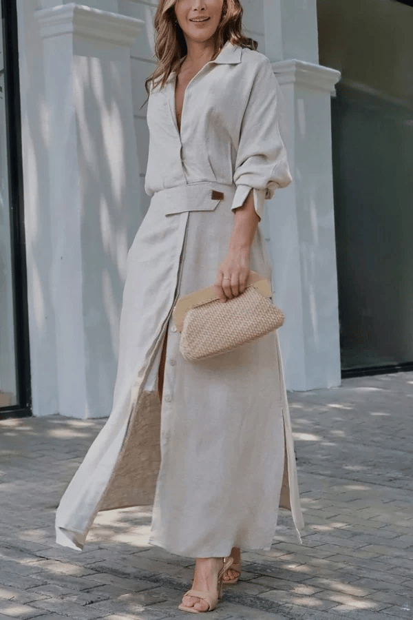 Cora Maxi Dress | Cotton and Linen Blend - Hartwella