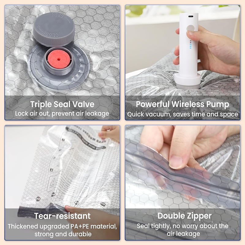 Cora Travel Vacuum Storage Bags | Cordless, USB-Rechargeable Pump - Hartwella