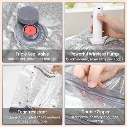 Cora Travel Vacuum Storage Bags | Cordless, USB-Rechargeable Pump - Hartwella