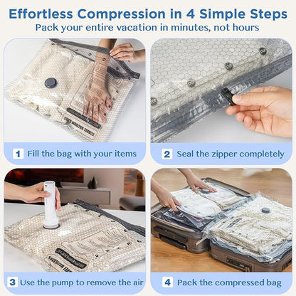 Cora Travel Vacuum Storage Bags | Cordless, USB-Rechargeable Pump - Hartwella