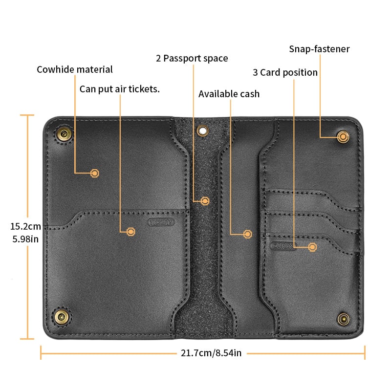 Cora Travel Wallet | Genuine Leather Passport Holder for Men, Compact Design - Hartwella