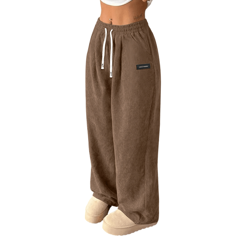 Cora Wide - Leg Pants | Premium Corduroy, Adjustable Drawstring - Hartwella