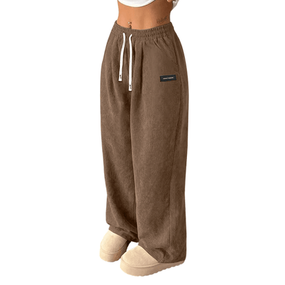 Cora Wide - Leg Pants | Premium Corduroy, Adjustable Drawstring - Hartwella