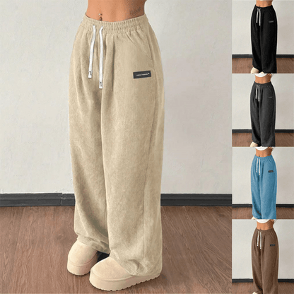 Cora Wide - Leg Pants | Premium Corduroy, Adjustable Drawstring - Hartwella