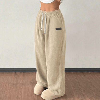 Cora Wide - Leg Pants | Premium Corduroy, Adjustable Drawstring - Hartwella