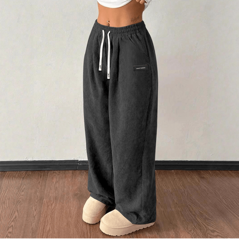 Cora Wide - Leg Pants | Premium Corduroy, Adjustable Drawstring - Hartwella