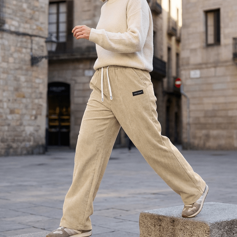 Cora Wide - Leg Pants | Premium Corduroy, Adjustable Drawstring - Hartwella