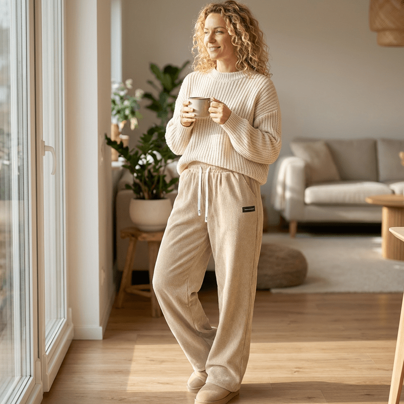 Cora Wide - Leg Pants | Premium Corduroy, Adjustable Drawstring - Hartwella