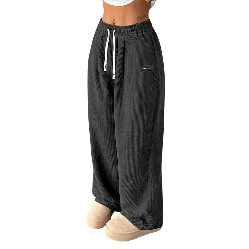 Cora Wide - Leg Pants | Premium Corduroy, Adjustable Drawstring - Hartwella