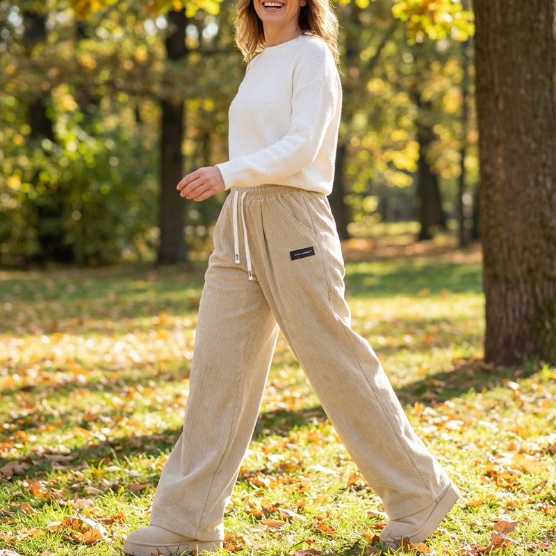 Cora Wide - Leg Pants | Premium Corduroy, Adjustable Drawstring - Hartwella