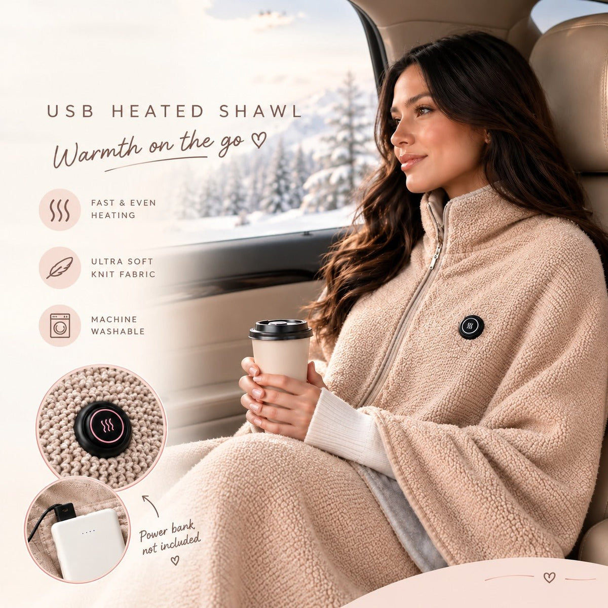 Cozora™ Portable Heated Blanket Shawl