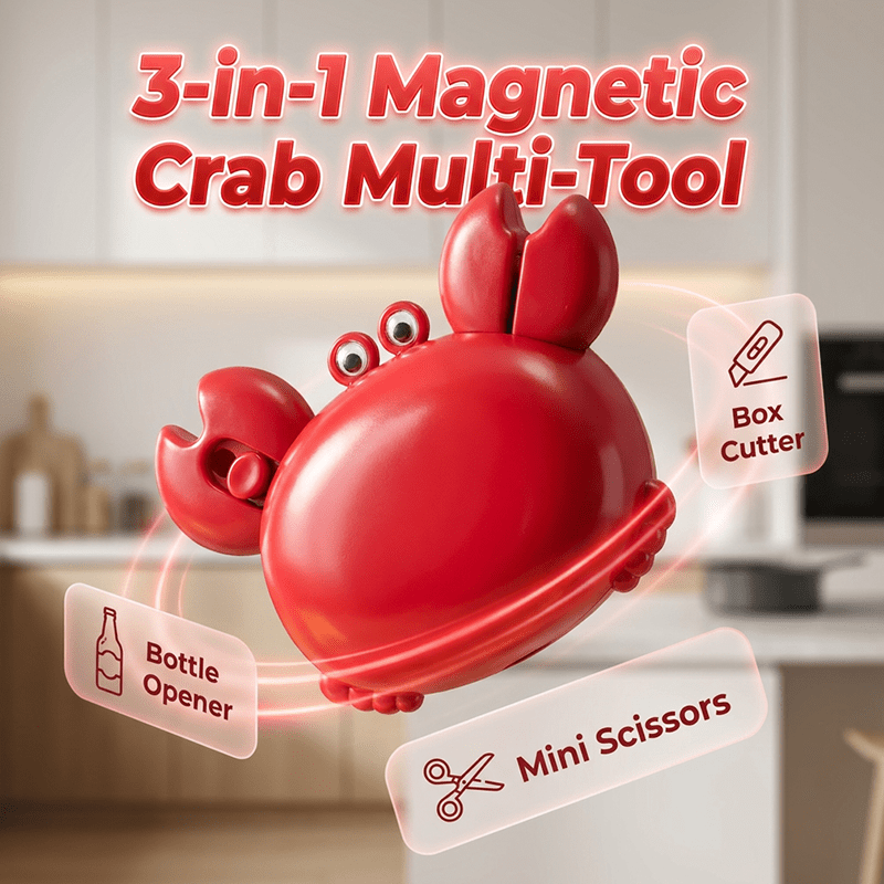 Crabby Multi-Tool | 3-in-1 Magnetic Bottle Opener, Scissors, Box Cutter - Hartwella