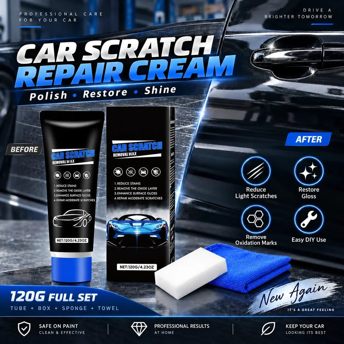 Cresta Car Wax | Scratch Removal Polish for Shallow Paint Imperfections - Hartwella