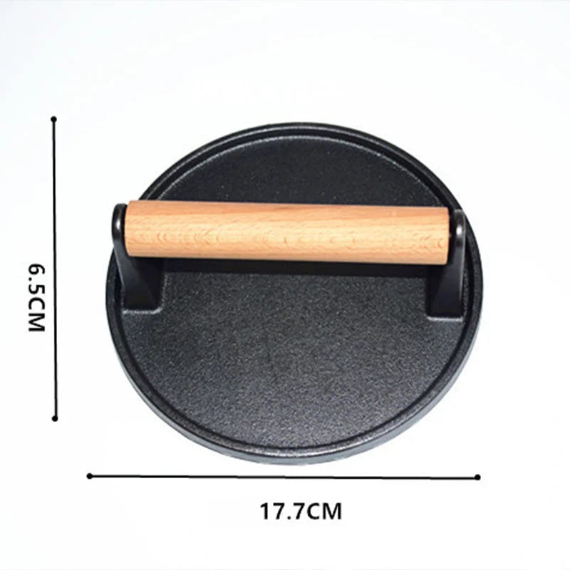 Crisp Burger Press | Durable Cast Iron with Wooden Handle - Hartwella