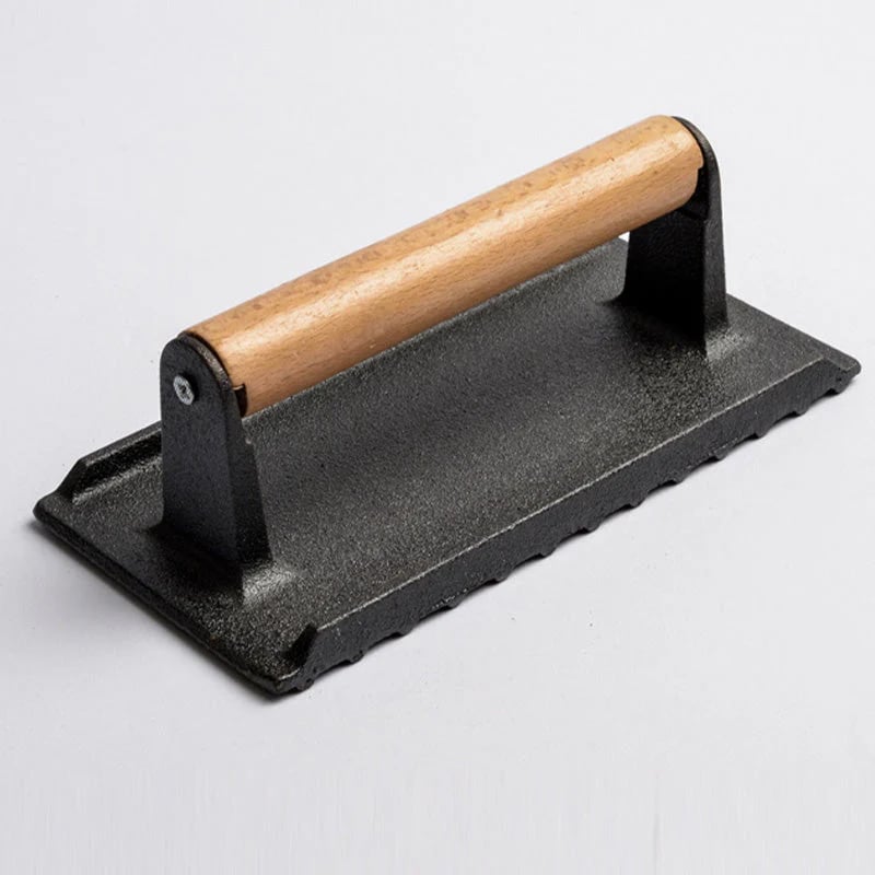 Crisp Burger Press | Durable Cast Iron with Wooden Handle - Hartwella