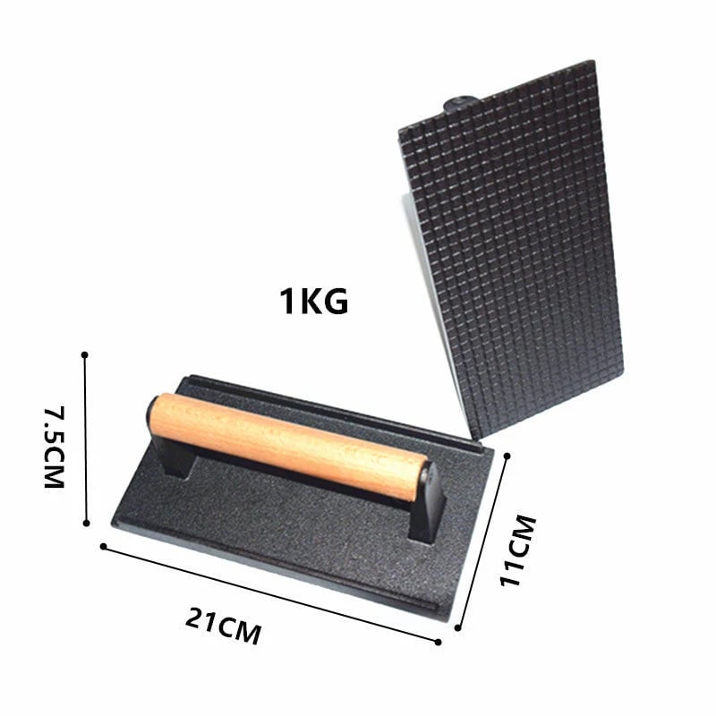 Crisp Burger Press | Durable Cast Iron with Wooden Handle - Hartwella