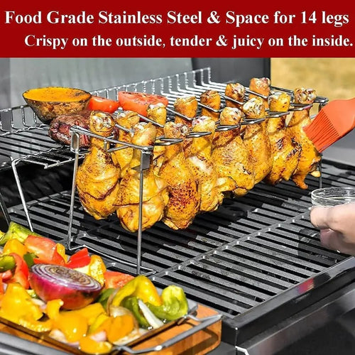 CrispRack Chicken Leg Holder | Food - Grade Stainless Steel, Holds Up to 14 Legs - Hartwella