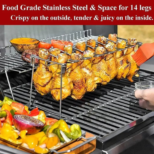 CrispRack Chicken Leg Holder | Food - Grade Stainless Steel, Holds Up to 14 Legs - Hartwella