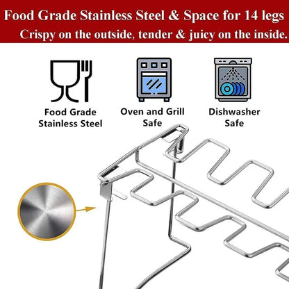 CrispRack Chicken Leg Holder | Food - Grade Stainless Steel, Holds Up to 14 Legs - Hartwella