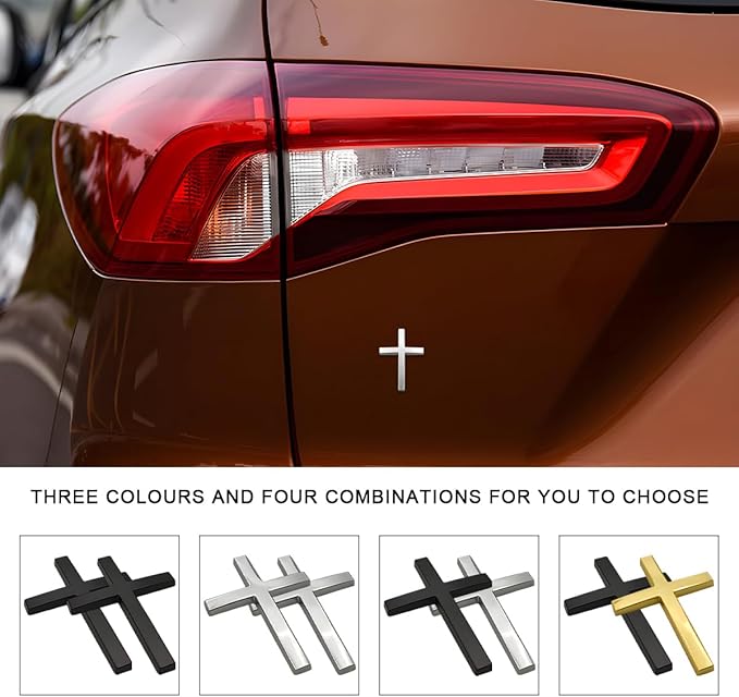 Cruz Car Sticker | 3D Metal Faith Symbol - Hartwella