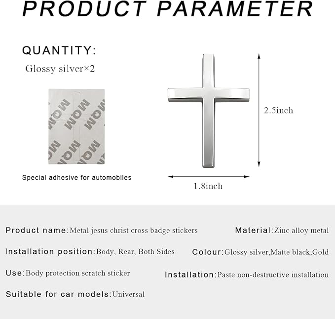 Cruz Car Sticker | 3D Metal Faith Symbol - Hartwella