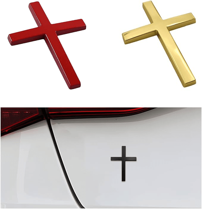 Cruz Car Sticker | 3D Metal Faith Symbol - Hartwella