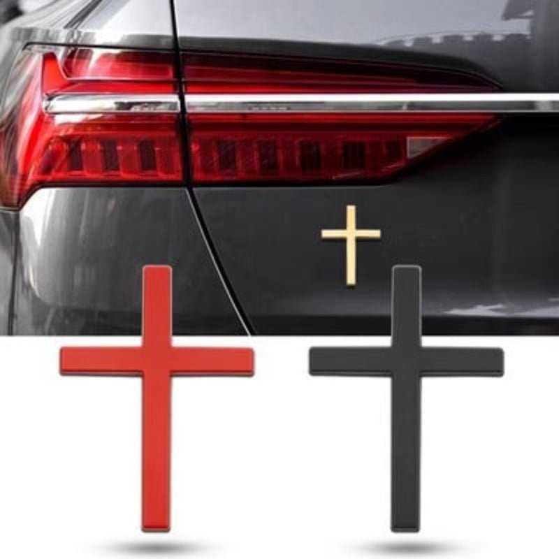 Cruz Car Sticker | 3D Metal Faith Symbol - Hartwella