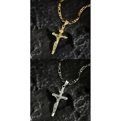 Cruz Gold Necklace | Adjustable Figaro Chain, Hypoallergenic - Hartwella