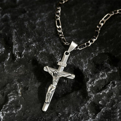 Cruz Gold Necklace | Adjustable Figaro Chain, Hypoallergenic - Hartwella