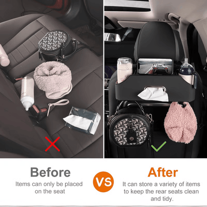 Cura Car Organizer | Waterproof Backseat Storage with Cup Holders and Tissue Box Slot - Hartwella