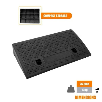 Cura Driveway Curb Ramp | Lightweight PVC, Anti-Slip Surface for Cars and Wheelchairs - Hartwella
