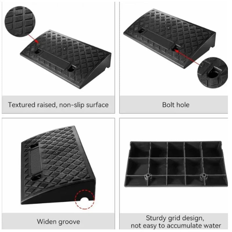 Cura Driveway Curb Ramp | Lightweight PVC, Anti-Slip Surface for Cars and Wheelchairs - Hartwella